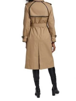 Saint Laurent Leather Trim Trench Coat -Saint Laurent Sales Store unnamed file 785