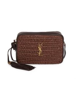 Saint Laurent Lou Raffia Camera Bag Beige
