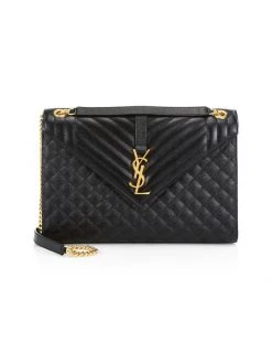 Saint Laurent Large Envelope Monogram Matelassé Leather Shoulder Bag Black -Saint Laurent Sales Store unnamed file 830