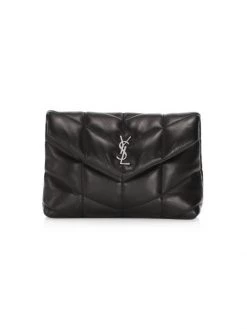 Saint Laurent Small Puffer Leather Clutch