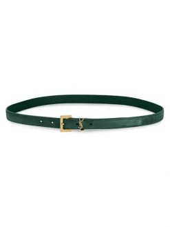 Saint Laurent Logo Skinny Suede Belt Sea Pebble -Saint Laurent Sales Store unnamed file 876