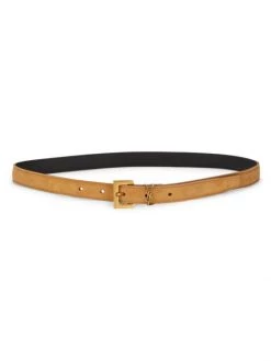 Saint Laurent Logo Skinny Suede Belt Sea Pebble -Saint Laurent Sales Store unnamed file 877
