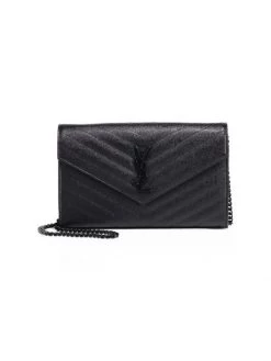 Saint Laurent Medium Monogram Matelassé Leather Wallet-On-Chain