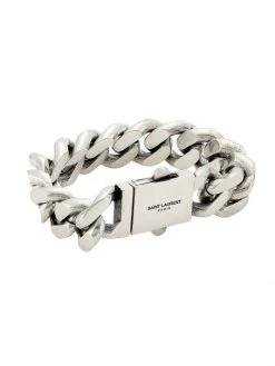Saint Laurent Silver-Tone Chain Bracelet For Men