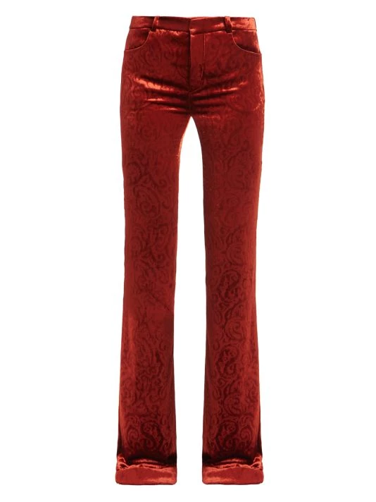 Saint Laurent Patterned Velvet Bootcut Pants 3 Saint Laurent Patterned Velvet Bootcut Pants