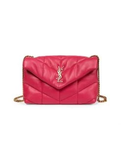 Saint Laurent Padded Leather Shoulder Bag Fog