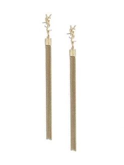 Saint Laurent LouLou Chain Tassel Earrings Silver -Saint Laurent Sales Store unnamed file 973